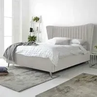 Tatum Double Bed Frame with Headboard - Silver, Velvet