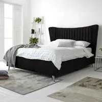 Tatum King Size Bed Frame with Headboard - Black, Velvet
