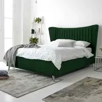 Tatum King Size Bed Frame with Headboard - Green, Velvet
