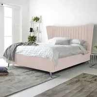 Tatum King Size Bed Frame with Headboard - Pink, Velvet