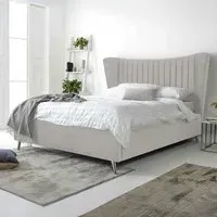 Tatum King Size Bed Frame with Headboard - Silver, Velvet