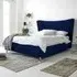 Tatum Single Bed Frame with Headboard - Blue, Velvet