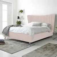 Tatum Single Bed Frame with Headboard - Pink, Velvet