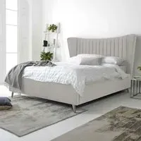 Tatum Single Bed Frame with Headboard - Silver, Velvet