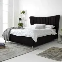 Tatum Small Double Bed Frame with Headboard - Black, Velvet
