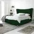 Tatum Small Double Bed Frame with Headboard - Green, Velvet