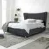 Tatum Small Double Bed Frame with Headboard - Grey, Velvet