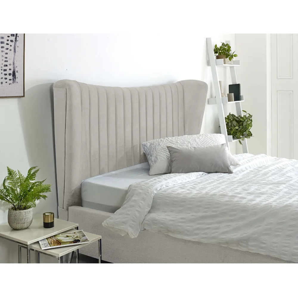 Tatum Small Double Bed Frame with Headboard - Silver, Velvet