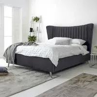 Tatum Super King Bed Frame with Headboard - Grey, Velvet