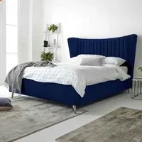 Tatum Super King Size Bed Frame with Headboard - Blue, Velvet