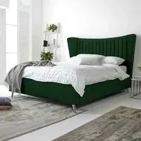 Tatum Super King Size Bed Frame with Headboard - Green, Velvet