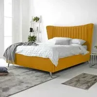 Tatum Super King Size Bed Frame with Headboard - Orange, Velvet