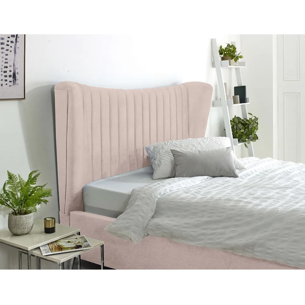 Tatum Super King Size Bed Frame with Headboard - Pink, Velvet