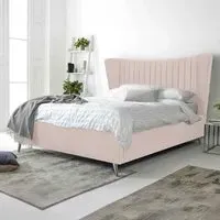 Tatum Super King Size Bed Frame with Headboard - Pink, Velvet
