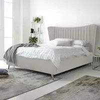 Tatum Super King Size Bed Frame with Headboard - Silver, Velvet