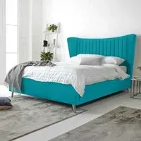 Tatum Super King Size Bed Frame with Headboard - Teal, Velvet
