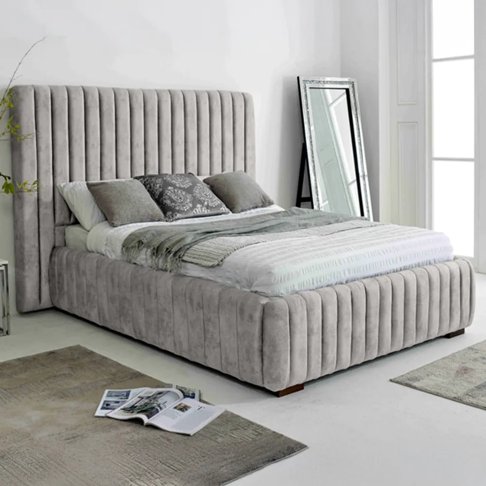 The Elite King Size Oakland Fabric Bed Frame - Silver