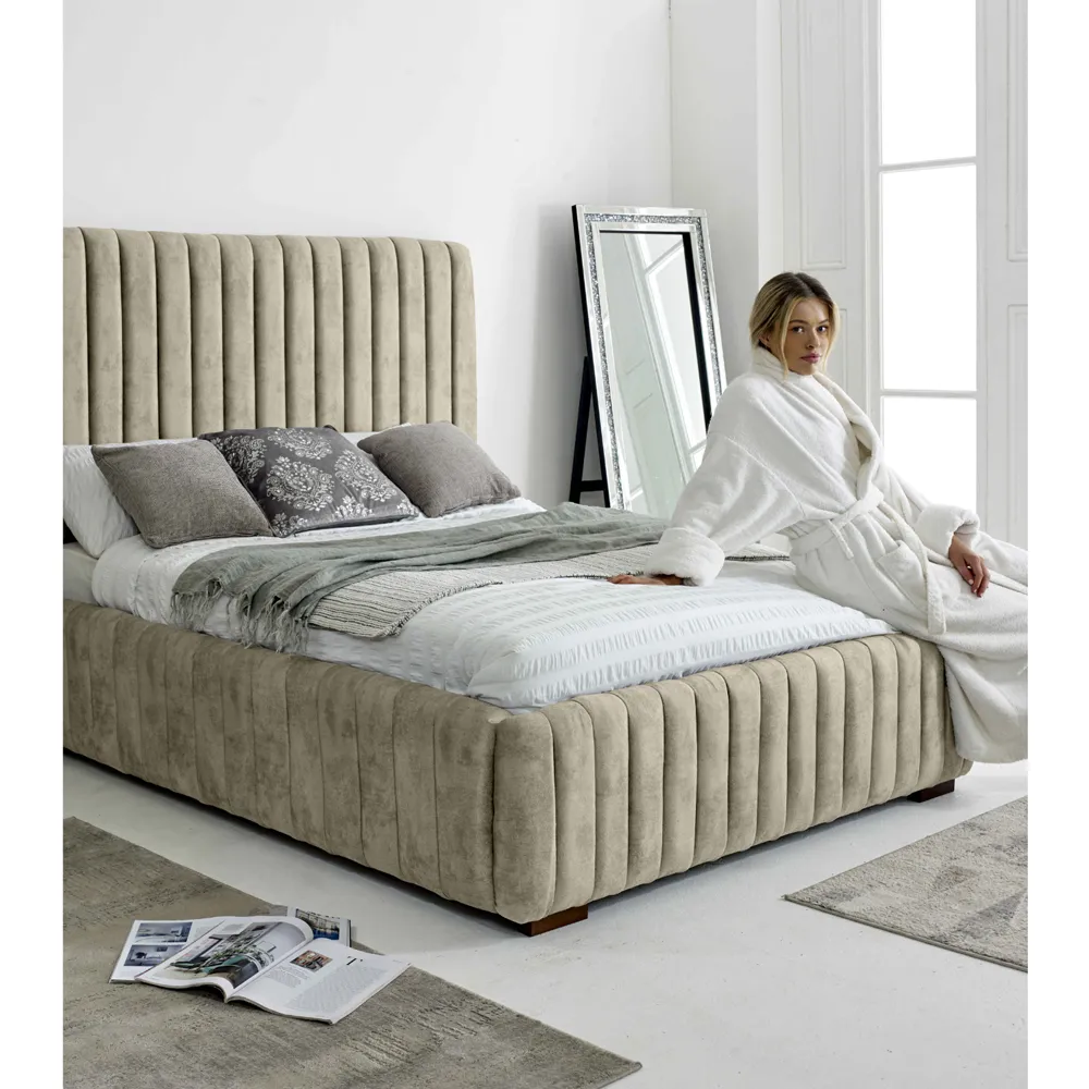 The Elite Single Oakland Fabric Bed Frame - Cream