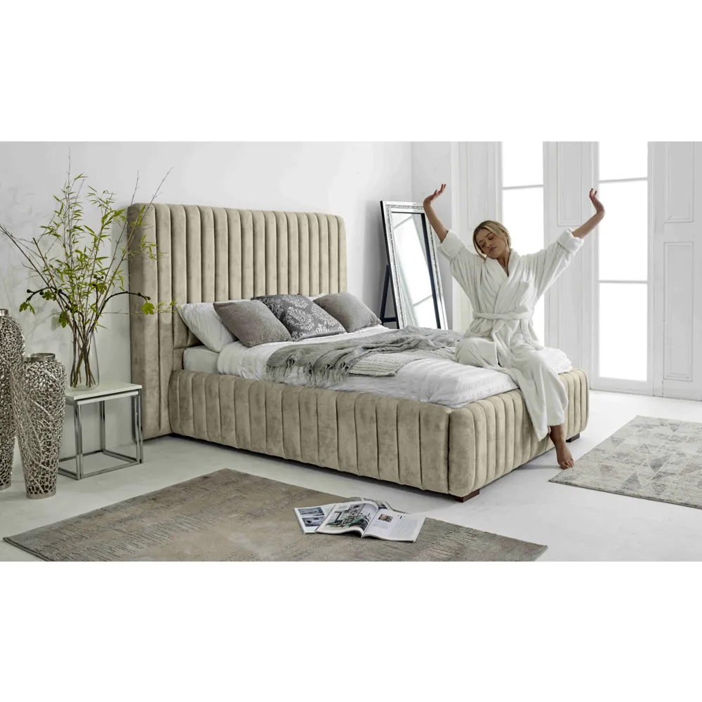 The Elite Single Oakland Fabric Bed Frame - Cream