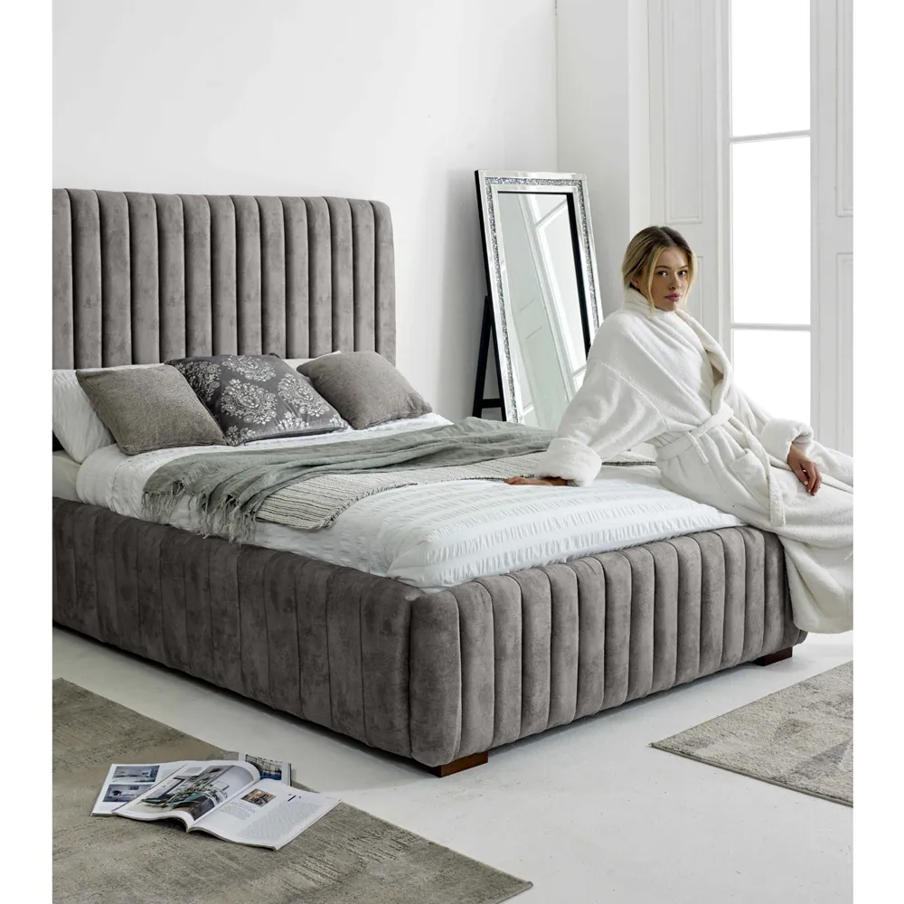 The Elite Single Oakland Fabric Bed Frame - Grey