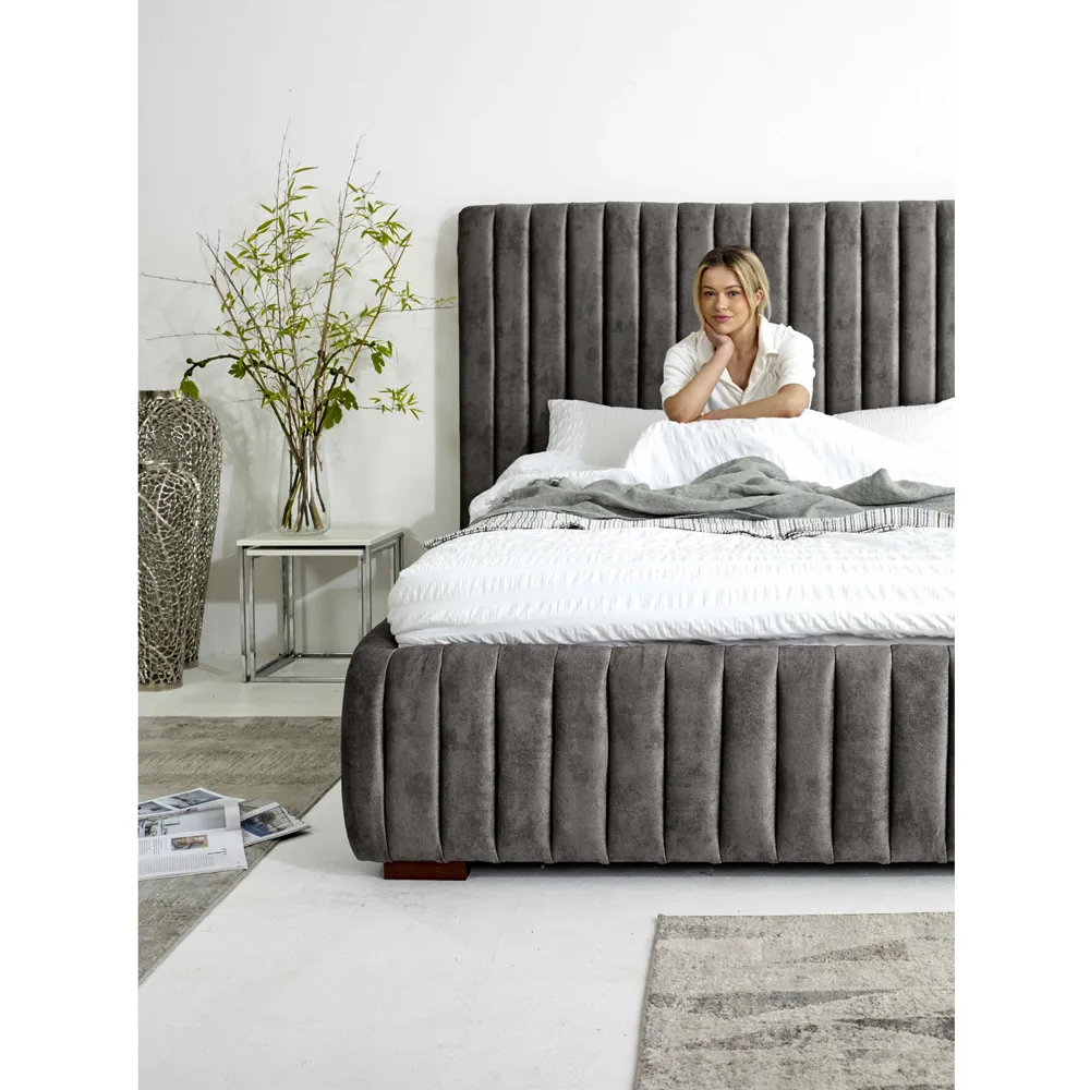 The Elite Single Oakland Fabric Bed Frame - Grey