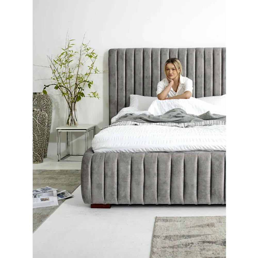 The Elite Single Oakland Fabric Bed Frame - Silver