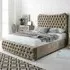 Valentino King Size Bed Frame with Chesterfield Headboard - Cream