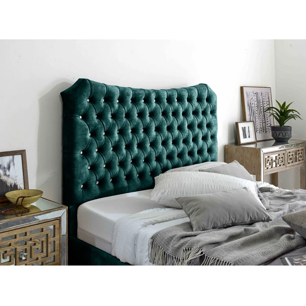 Valentino Small Double Bed Frame with Chesterfield - Blue