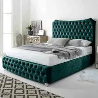 Valentino Small Double Bed Frame with Chesterfield - Blue