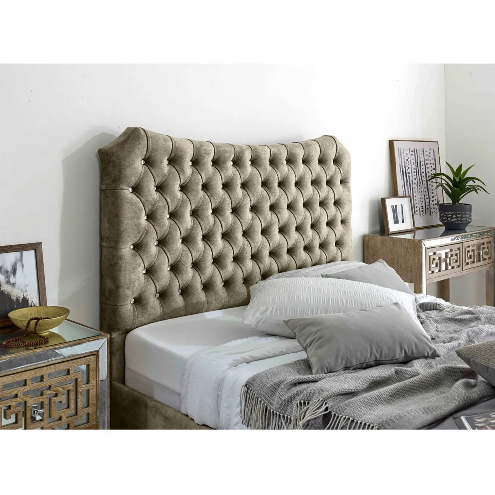 Valentino Small Double Bed Frame with Chesterfield Headboard - Cream