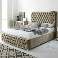 Valentino Small Double Bed Frame with Chesterfield Headboard - Cream