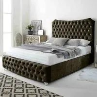 Valentino Small Double Bed Frame with Chesterfield Headboard - Cream