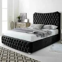 Valentino Small Double Bed Frame with Chesterfield Headboard - Grey