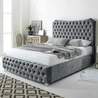Valentino Small Double Bed Frame with Chesterfield Headboard - Silver