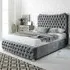 Valentino Small Double Bed Frame with Chesterfield Headboard - Silver