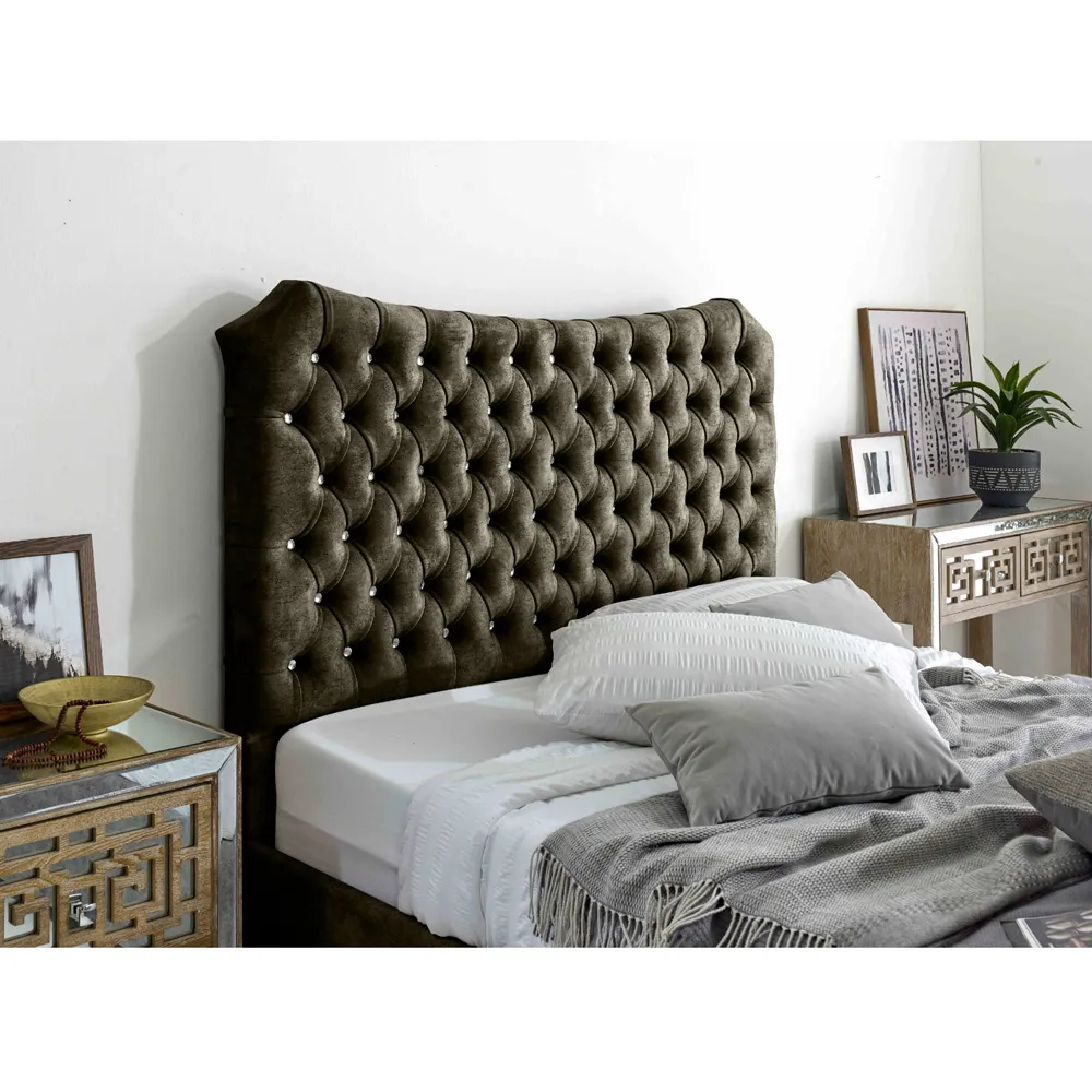 Valentino Super King Bed Frame with Chesterfield Headboard - Cream