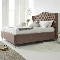 Vanessa Double Bed Frame with Headboard - Cream, Fabric