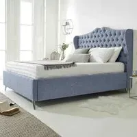 Vanessa King Size Bed Frame with Headboard - Grey, Fabric