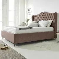 Vanessa Single Bed Frame with Headboard - Cream, Fabric