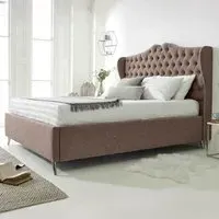 Vanessa Super King Size Bed Frame with Headboard - Cream, Fabric