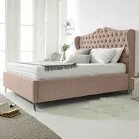 Vanessa Super King Size Bed Frame with Headboard - Cream, Fabric