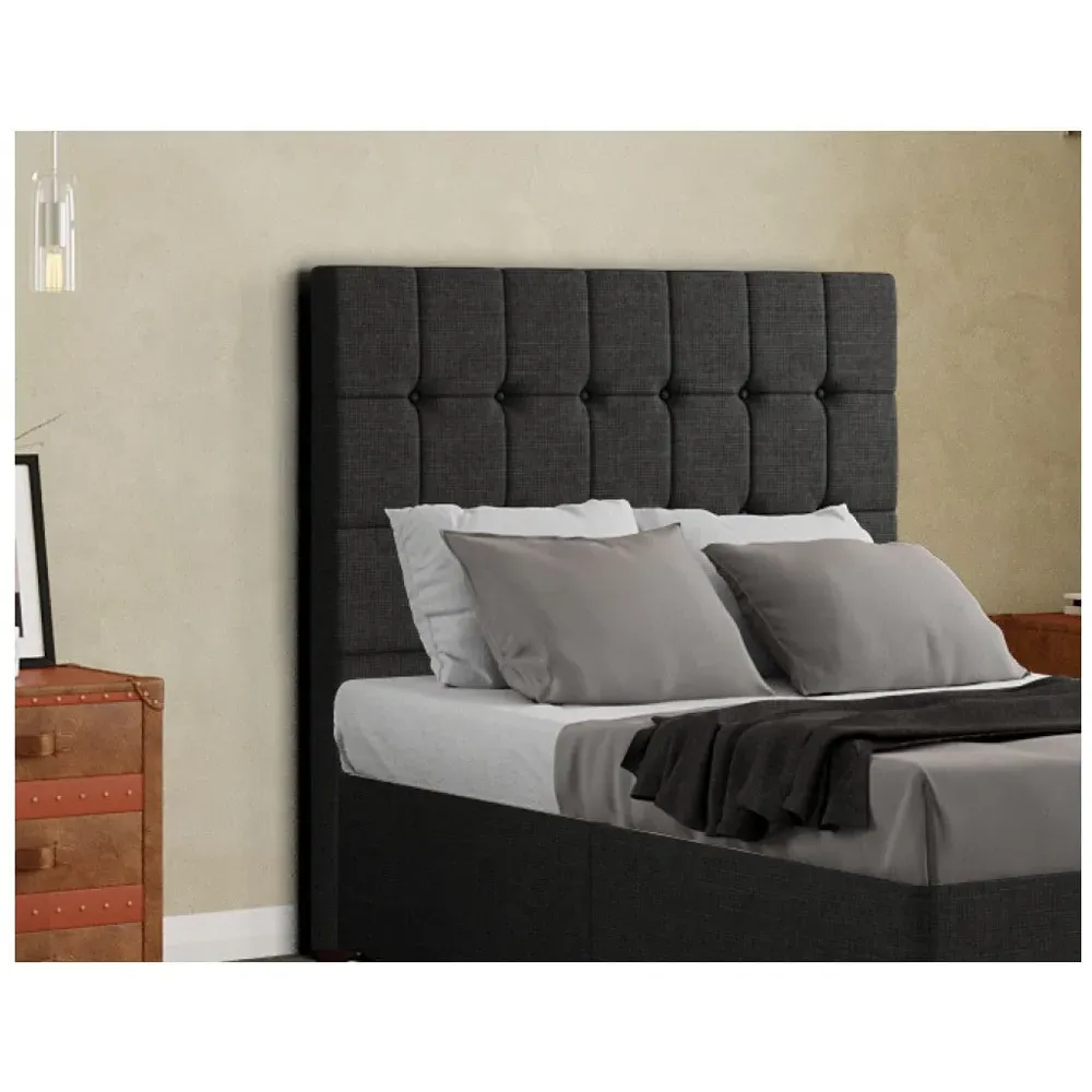 Venezia Small Double Floor Standing Headboard - Black, Linen