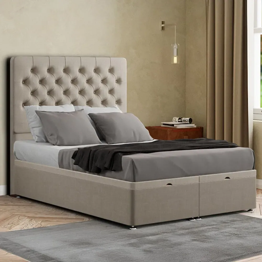 Winchester Double Ottoman Bed with Storage - Cream