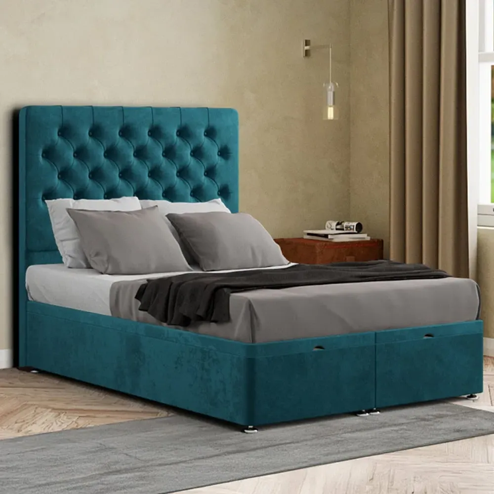 Winchester Double Ottoman Bed with Storage - Green