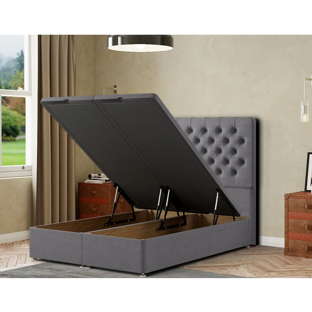 Winchester Double Ottoman Bed with Storage - Grey, Linen
