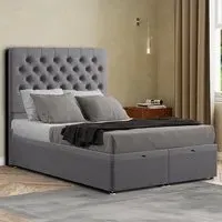 Winchester Double Ottoman Bed with Storage - Grey, Linen