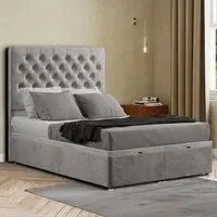 Winchester Double Ottoman Bed with Storage - Silver