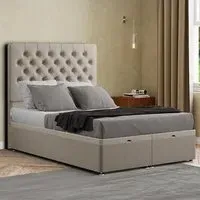 Winchester Single Ottoman Bed with Storage - Cream