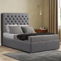 Winchester Single Ottoman Bed with Storage - Grey, Linen