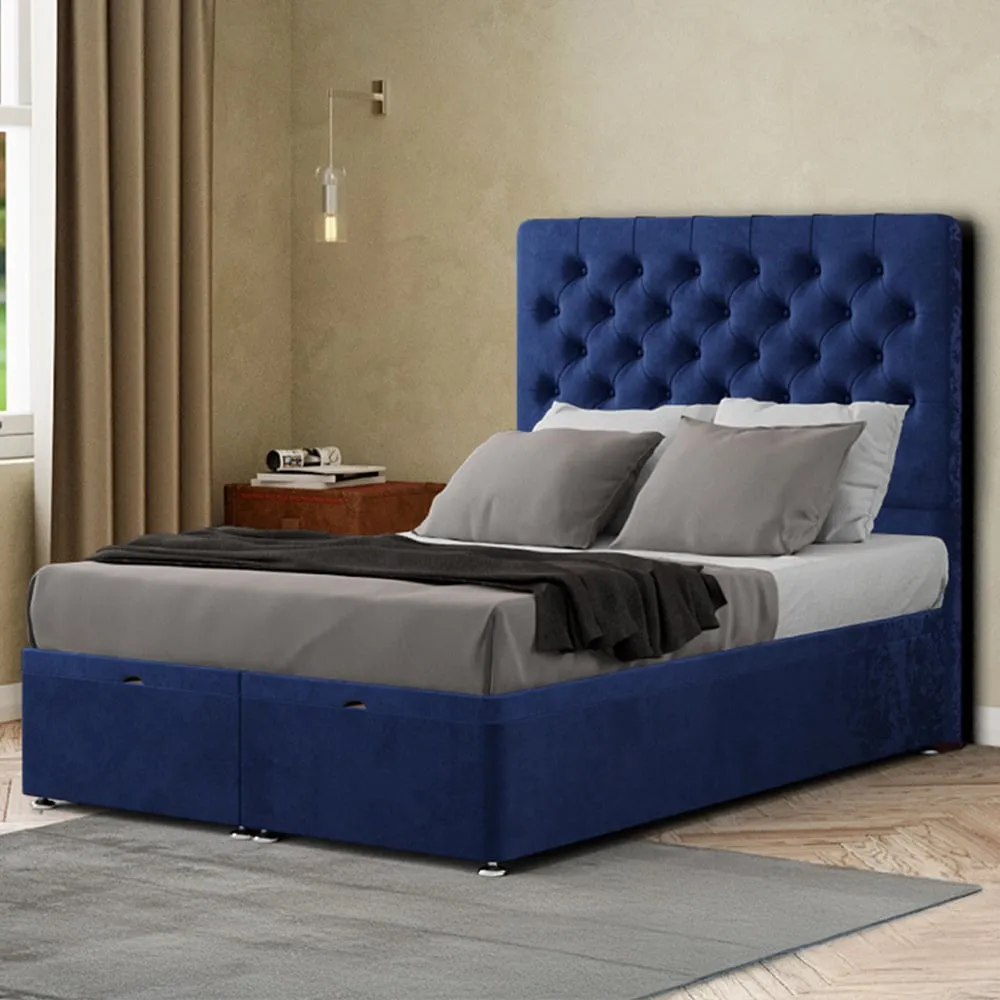 Winchester Single Ottoman Bed with Storage - Navy